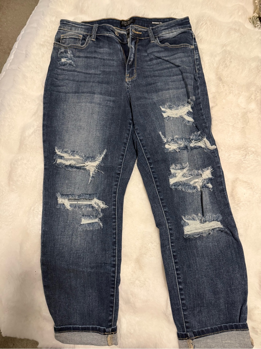Judy Blue Women's Distressed Dark Blue Jeans Sz 11